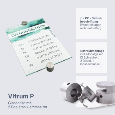 Tuerschild VITRUM P Glasschild fuer Buero DIN A4